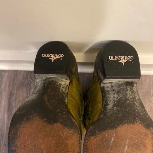 Old Gringo Green and Yellow Heeled Boots - Picture 7 of 7